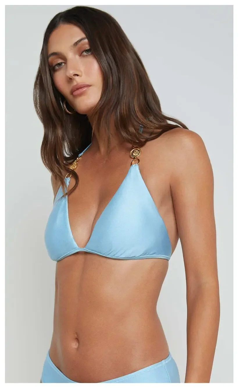 NEW L'AGENCE Annabelle Shimmer Triangle Bikini Top Size Small